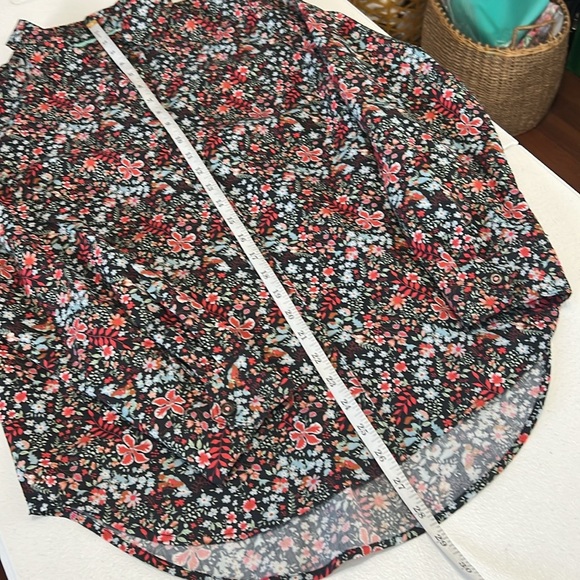 Anthropologie Maeve Sz 6 Floral Multicolor Button Down Long Sleeve CottonTop EUC - Picture 4 of 12